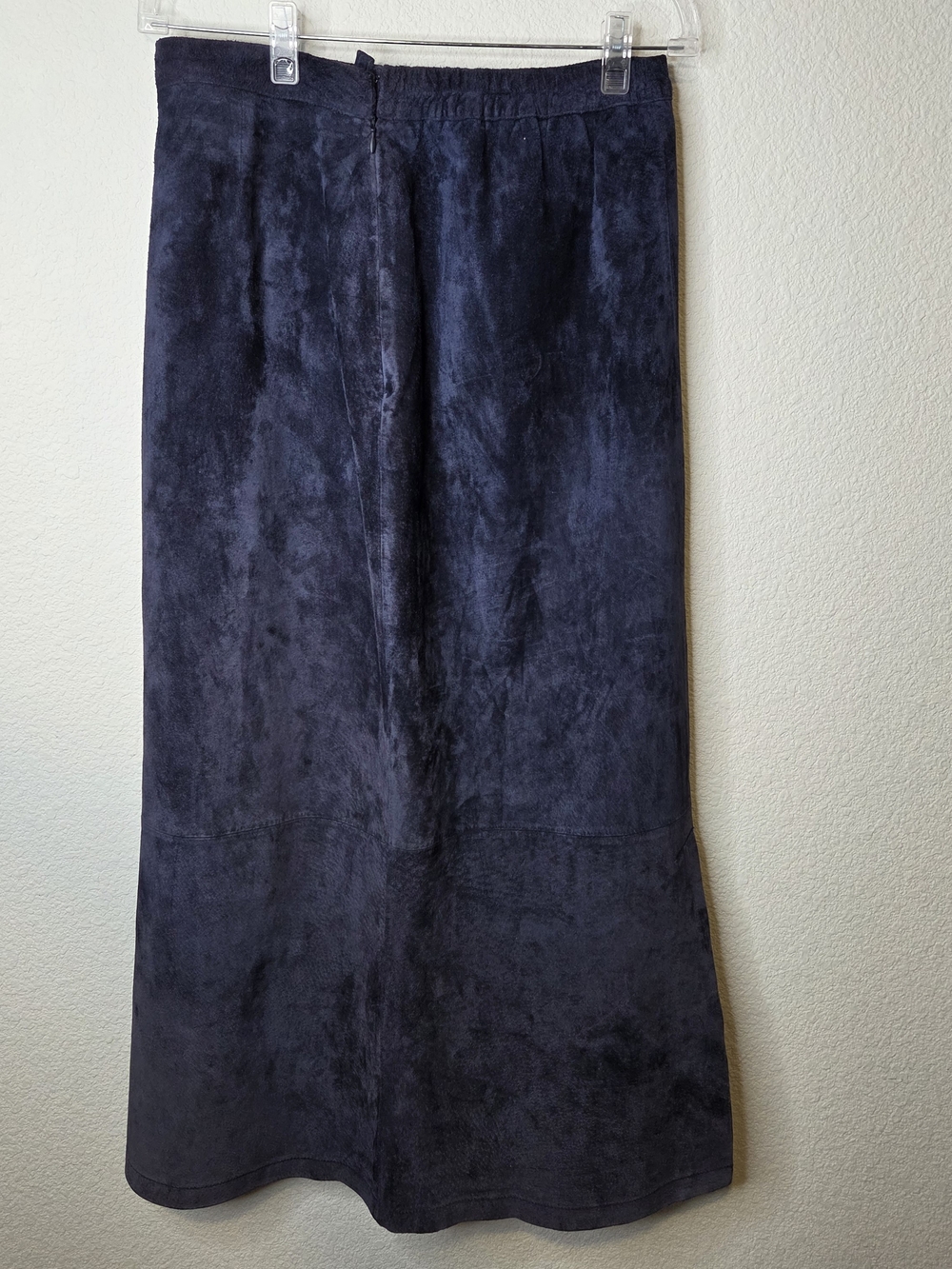 Vintage Stan Herman Studio Leather Long Skirt Womens Size 8, Navy Blue